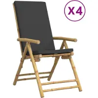 vidaXL Chaises de jardin 4 pcs. Réglable Pliable avec coussin Bambou