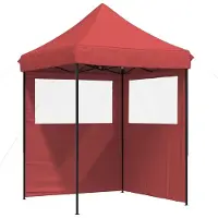vidaXL Tente de réception pliable Pop-Up avec 2 parties latérales rouge bourgogne