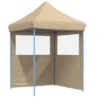 vidaXL Tente de réception pliable Pop-Up avec 2 parties latérales Beige