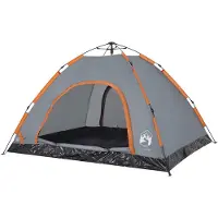 vidaXL Tente de camping 4 personnes Gris et orange Quick Release