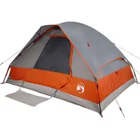 vidaXL Tente de camping dôme 4 personnes grise et orange étanche à l'eau