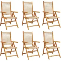 vidaXL Chaise de jardin Réglable 6 pcs. Beige Bois massif Acacia