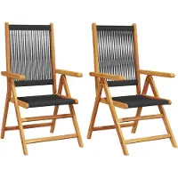 vidaXL Chaises de jardin 2 pcs. noir bois massif acacia et polypropylène