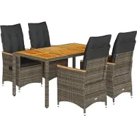 vidaXL Ensemble de jardin 5 pièces avec coussins Gris Poly rotin