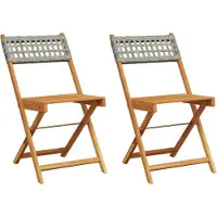 vidaXL Chaises de bistrot 2 pcs. Gris Acacia massif et poly rotin