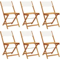 vidaXL Chaises de jardin 6 pcs. Pliable Blanc Crème Tissu et bois massif