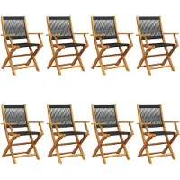 vidaXL Chaises de jardin 8 pcs. Pliable Noir Bois massif Acacia