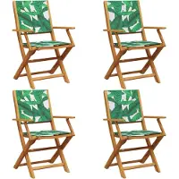 vidaXL Chaises de jardin 4 pcs. Pliable Vert Tissu et bois massif