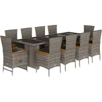 vidaXL Ensemble de jardin 11 pièces avec coussins Gris Poly rotin