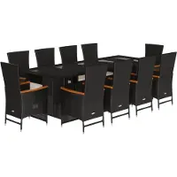 vidaXL Ensemble de jardin 11 pièces avec coussins Noir Poly Rattan