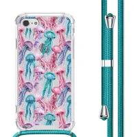 IMoshion Coque Design avec cordon Apple iPhone SE (2022 / 2020) / 8 / 7 - Jellyfish Watercolor