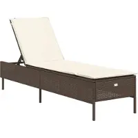 vidaXL Chaise longue avec support Marron Poly rotin