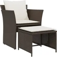 vidaXL Chaise de jardin avec tabouret de pied Marron Poly rotin