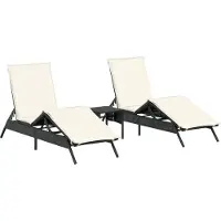 vidaXL Bains de soleil 2 pcs. avec table noir Poly rotin