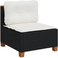 vidaXL Canapé de jardin sans accoudoirs avec coussins noir Poly rotin