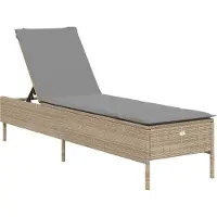 vidaXL Chaise longue avec support Beige Poly Rattan