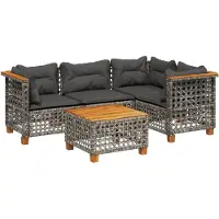 vidaXL Ensemble de salon de jardin 5 pièces avec coussins Gris Poly rotin