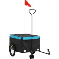 vidaXL Remorque vélo noir et bleu 45 kg Fer
