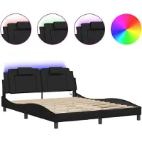 vidaXL Cadre de lit "Viana" avec LED sans matelas noir 160x200 cm