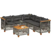vidaXL Ensemble de salon de jardin 6 pièces avec coussins Gris Poly rotin