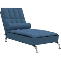 vidaXL Chaise longue de massage avec traversin Bleu Tissu