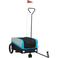 vidaXL Remorque vélo noir et bleu 30 kg de fer