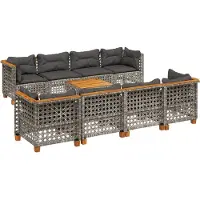 vidaXL Ensemble de salon de jardin 9 pièces avec coussins Gris Poly rotin
