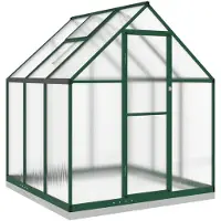 vidaXL Serre avec cadre de fondation vert 169x169x202 cm Aluminimum