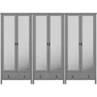 Ebuy24 Tromsø armoire de rangement 6 portes miroir 1 tiroir gris.