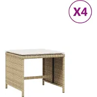vidaXL Tabourets de jardin avec coussins lot de 4 beige résine tressée