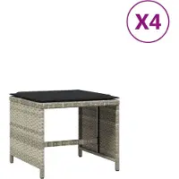 vidaXL Tabourets de jardin coussins lot de 4 gris clair résine tressée