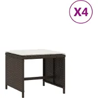 vidaXL Tabourets de jardin avec coussins 4pcs marron 40x40x35 cm rotin