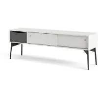 Ebuy24 Elly meubles de télévision 2 portes coulissantes, 1 tiroir blanc mat, gris.
