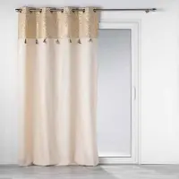 Douceur d'intérieur douceur d'intérieur, Rideau à Oeillets (140 x 240 cm) Solea Or, Polycoton Finition Top Métallisé et Pompon