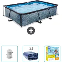 OEM Piscine solaire rectangulaire - 300 x 200 x 65 cm - Pompe incluse - Couverture solaire - Kit d'entretien - Prix spécial en ce moment