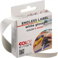 Colop e-mark étiquettes continues brillantes 14 mm x 8 m - blanc