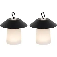 QAZQA Ensemble de 2 lampes de table champignon noires avec LED rechargeable - Ivan