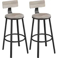 OEM VASAGLE Tabouret de bar Lot de 2 tabourets de bar Chaise de cuisine avec structure métallique Hauteur d'assise 73 cm Montage simple Design industriel Greige Noir LBC026B02