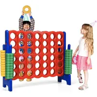 OEM Jeu de société classique pour enfants et adultes - Édition XL - 42 pièces - Jeu de société rouge et bleu - 120 x 42 x 104 cm