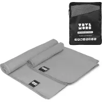 TRVLMORE Set de serviettes de voyage en microfibre - 2 pièces - Grand (75 x 150 cm) et Extra grand (90 x 180 cm) - Microfibre - Gris
