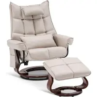 OEM Fauteuil relax Mara Luxe - Pivotant - Fonction couchage - Fauteuil TV - Fauteuil - Avec repose-pieds - Beige crème - 140 x 92 x 111 cm