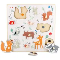 Vilac Puzzle d'encastrement en bois - - Réf. 7100 - Animaux de la forêt - 12 pièces - Pastilles de couleur