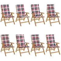 vidaXL Chaises de jardin avec coussins 8 pcs. Bois massif teck