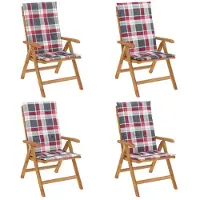 vidaXL Chaises de jardin avec coussins 4 pcs. Bois massif teck