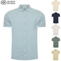 Mario Russo Chemise à manches courtes - Chemise homme - Polo homme - t shirt homme - 3XL - Stone Grey