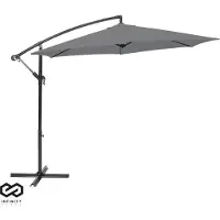 Infinity Goods Parasol - 300CM -Pied en croix inclus - Étanche - Pivotant et inclinable - Hauteur réglable - Anthracite - Gris