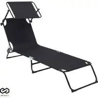 Infinity Goods Chaise longue - - pliable - réglable - jardin - résistant aux intempéries - noir