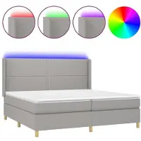 vidaXL Lit boxspring avec matelas & LED gris clair 200x200 cm Tissu