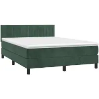 vidaXL Lit boxspring avec matelas vert foncé 140x190 cm velours
