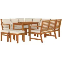 vidaXL Ensemble de jardin 9 pièces avec coussins Bois massif Acacia